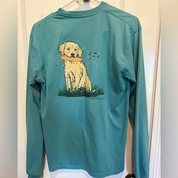 Properly Tied Long Sleeve Pocket T-Shirt Duck Dog Graphic Men’s Small - Picture 4 of 5